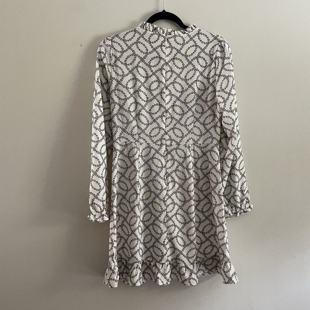 LOFT Black and White Patterned Long Sleeve Dress - Picture 12 of 13